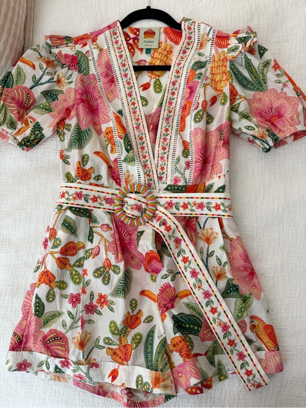 FARM Rio Bloom Garden Off-White Romper - Picture 3 of 5